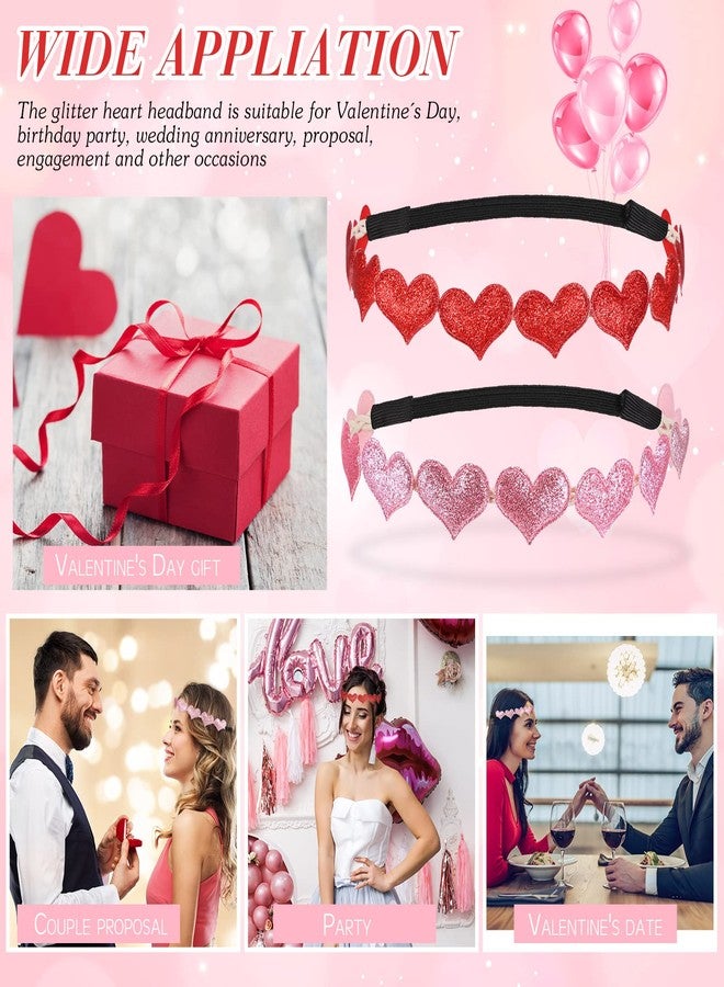 ميتلي طوق رأس على شكل قلوب لامعة من قطعتين من إم تي لي، مناسب لعيد الحب، مصنوع من المطاط اللامع، بتصميم كيوبيد، إكسسوارات شعر مانعة للانزلاق، متوفر باللونين الوردي والأحمر، أطواق رأس براقة للنساء - Image 5